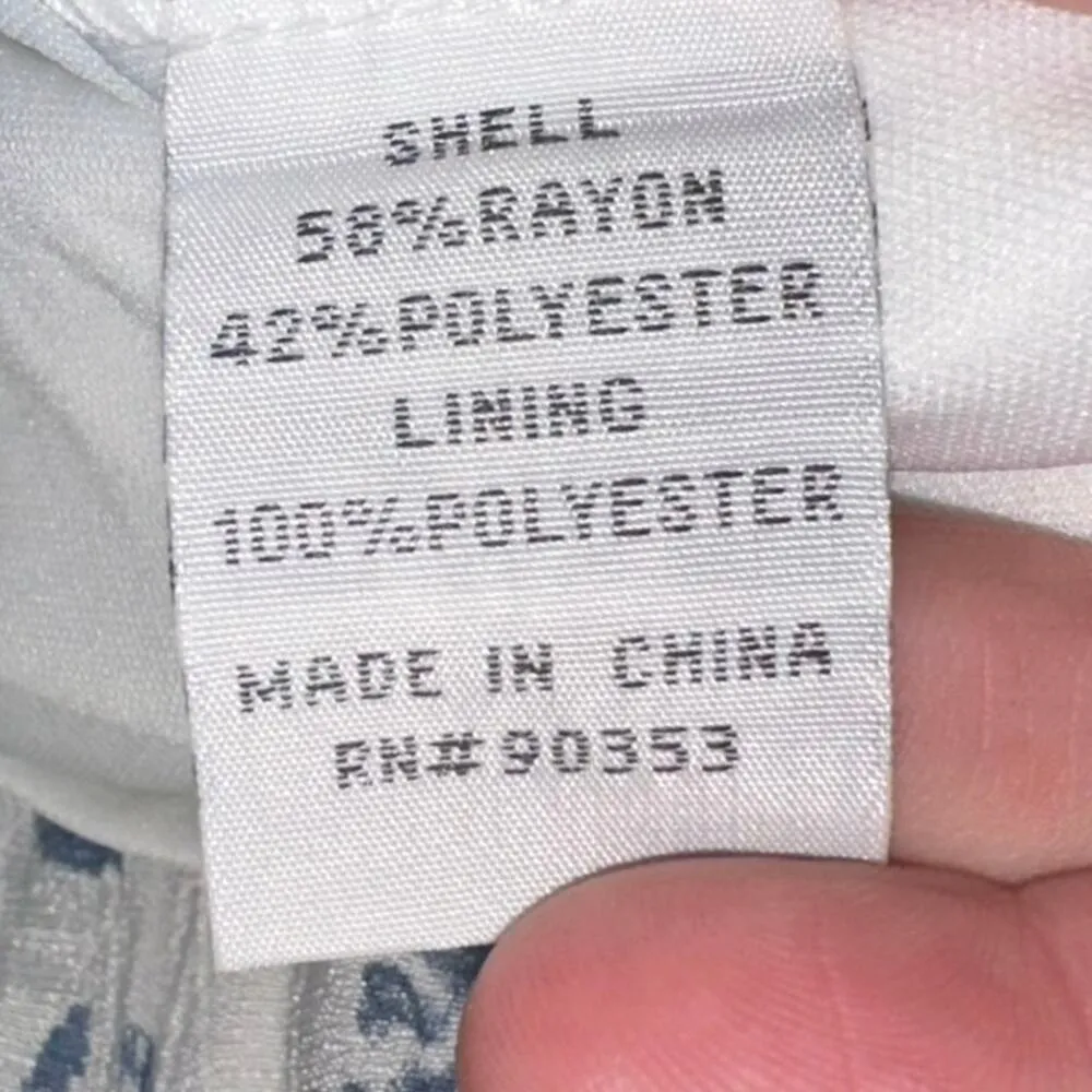 J Glee White Blue Floral Midi Sundress Sleeveless Button Front Belted Size M Size M - Image 7