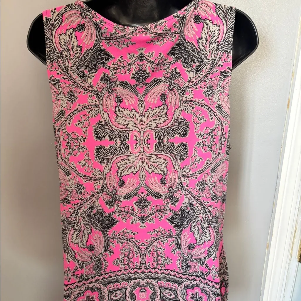 Calvin Klein Pink and Black Paisley Tank Top - Image 2