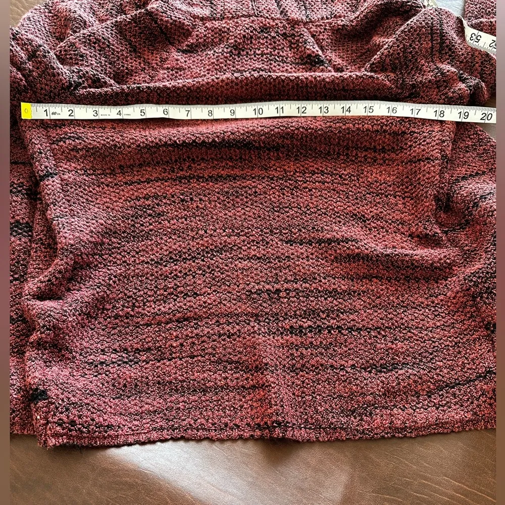 NIC + ZOE BOUCLE RED BLACK HEATHER OPEN CARDIGAN COTTON NYLON WOOL SWEATER - Image 4