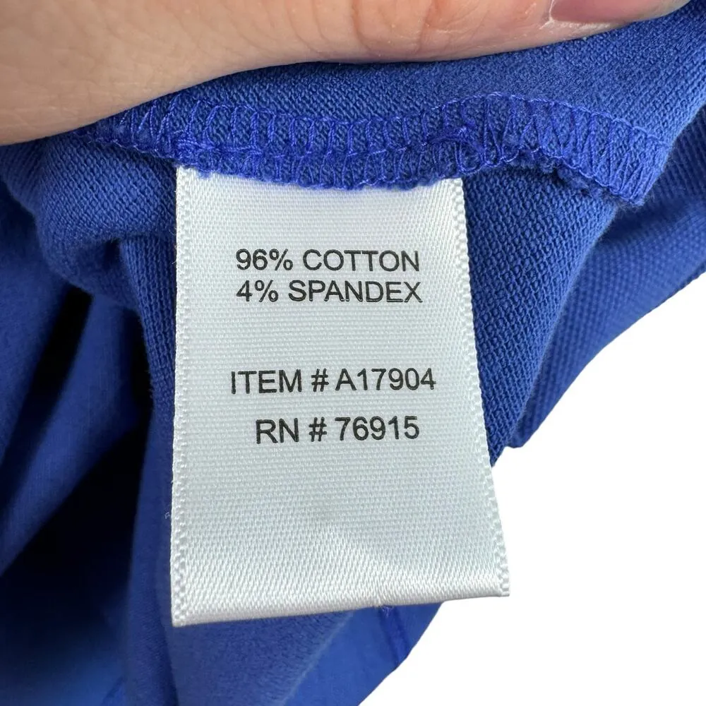 Appleseed's Blue Cotton 3/4 Sleeve Collared 1/4 Button Knee Length Dress Size S - Image 6