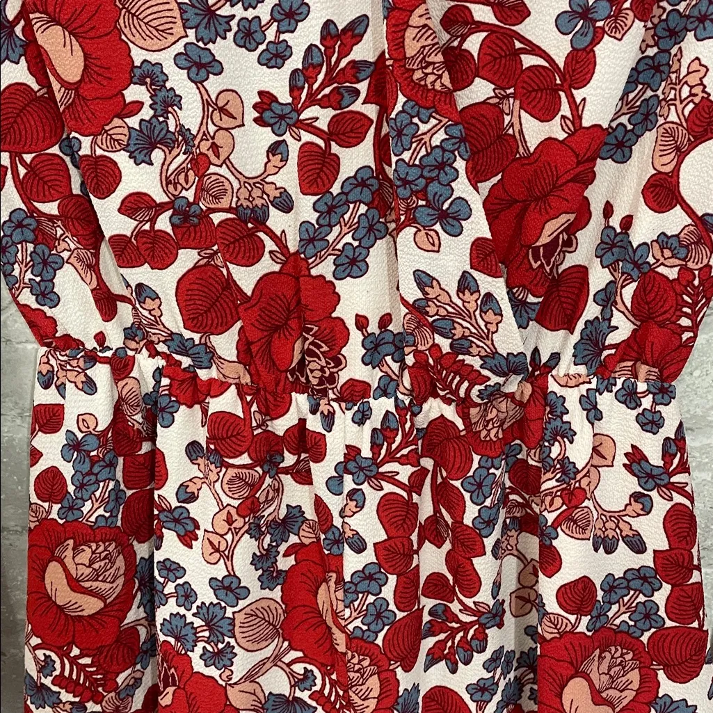 PPLA  Red and Blue Floral Patterned Romper - Image 3