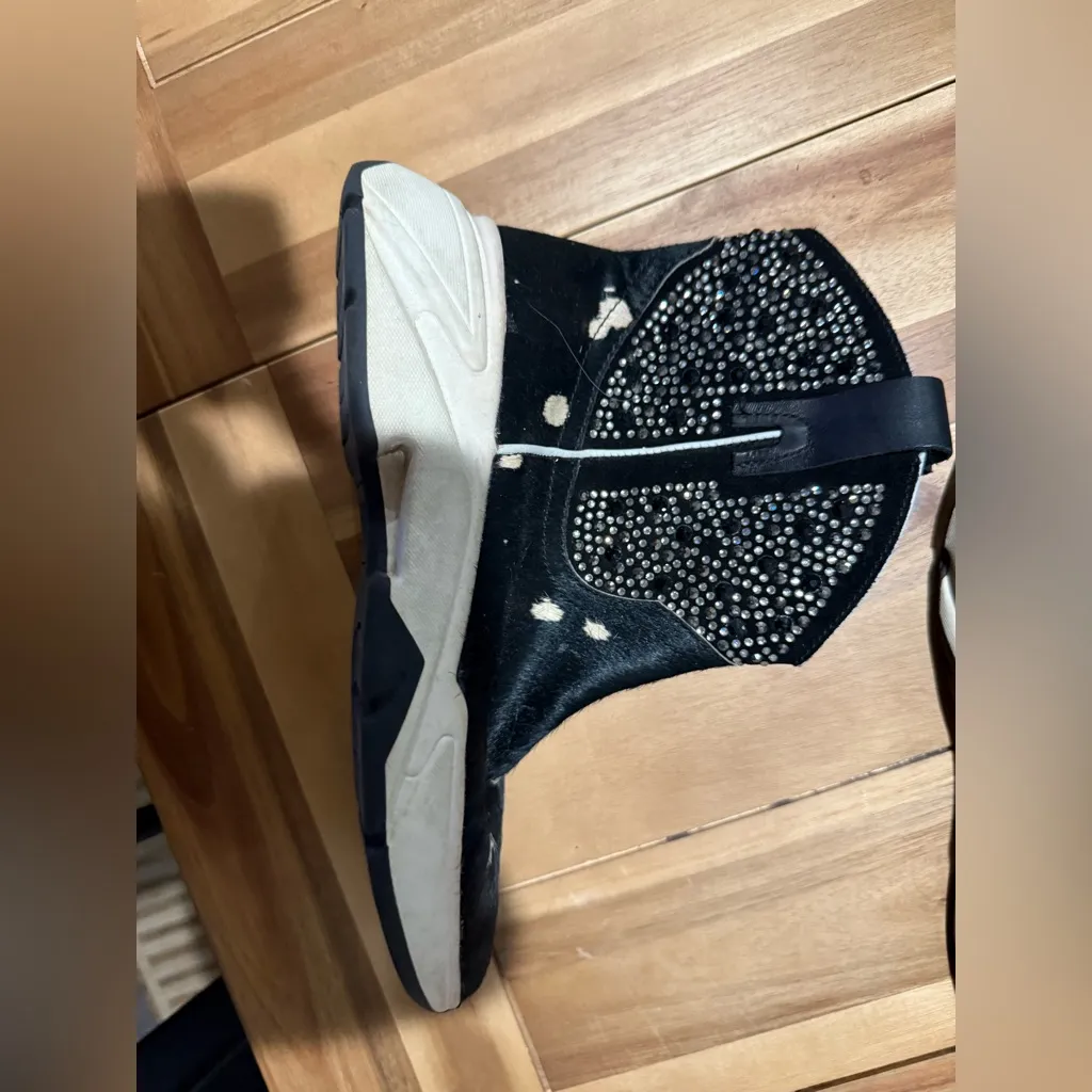 Dingo Women's SZ. 8.5 The Force Sneaker Boots Dan Post Calf Hair Leather, Black - Image 2