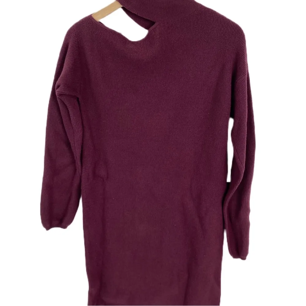 Halogen Burgundy Cutout Shoulder Sweater Dress - Size Small | Mock Neck,  L/S - Image 3
