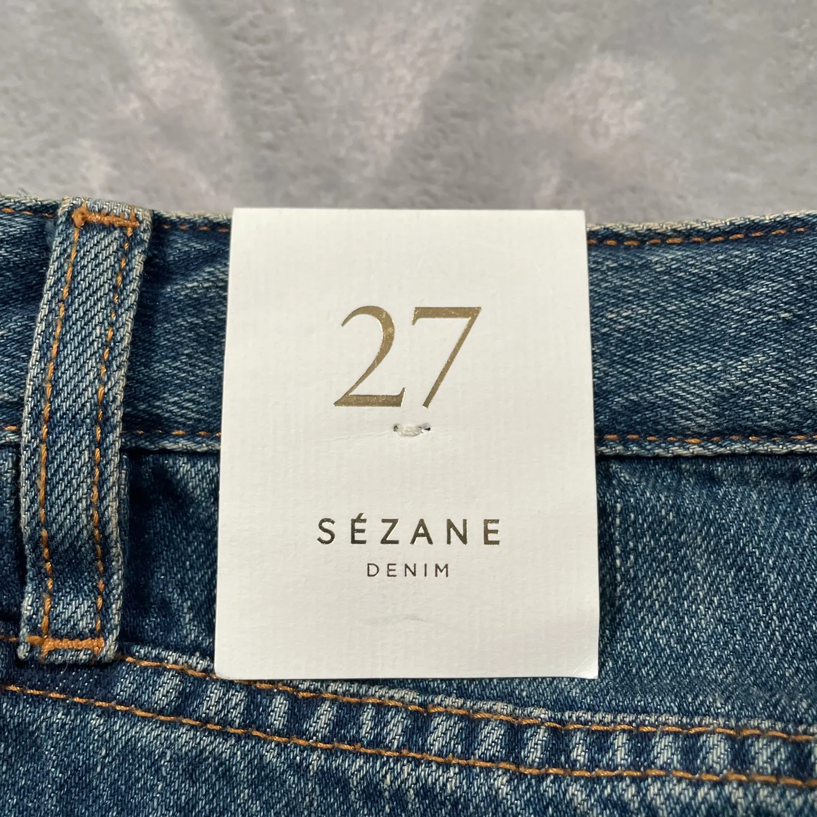 Sezane Denim Jeans Womens 27 Button Fly High Rise Raw Hem Organic Cotton New - Image 3