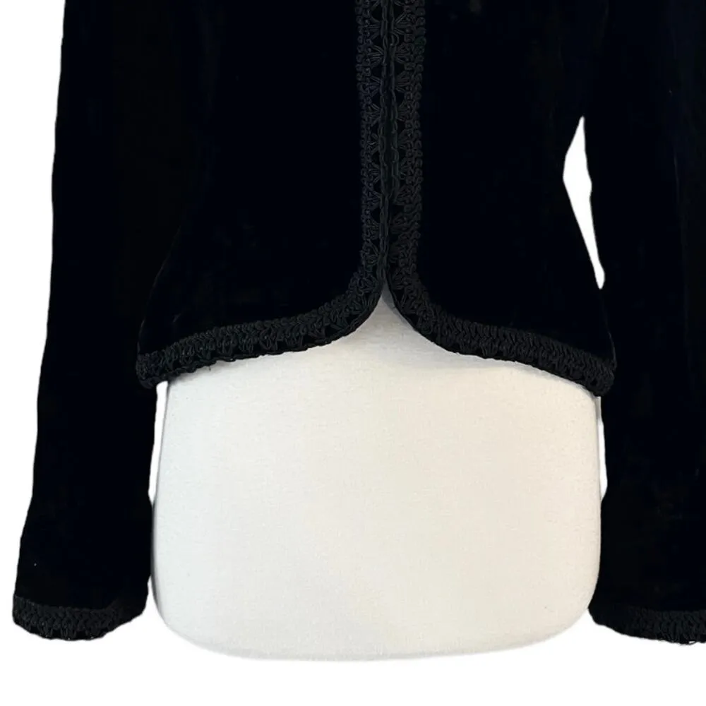RALPH LAUREN Black Label Black Velvet Jacket Evening Lace Trim USA Union 10 EUC - Image 10