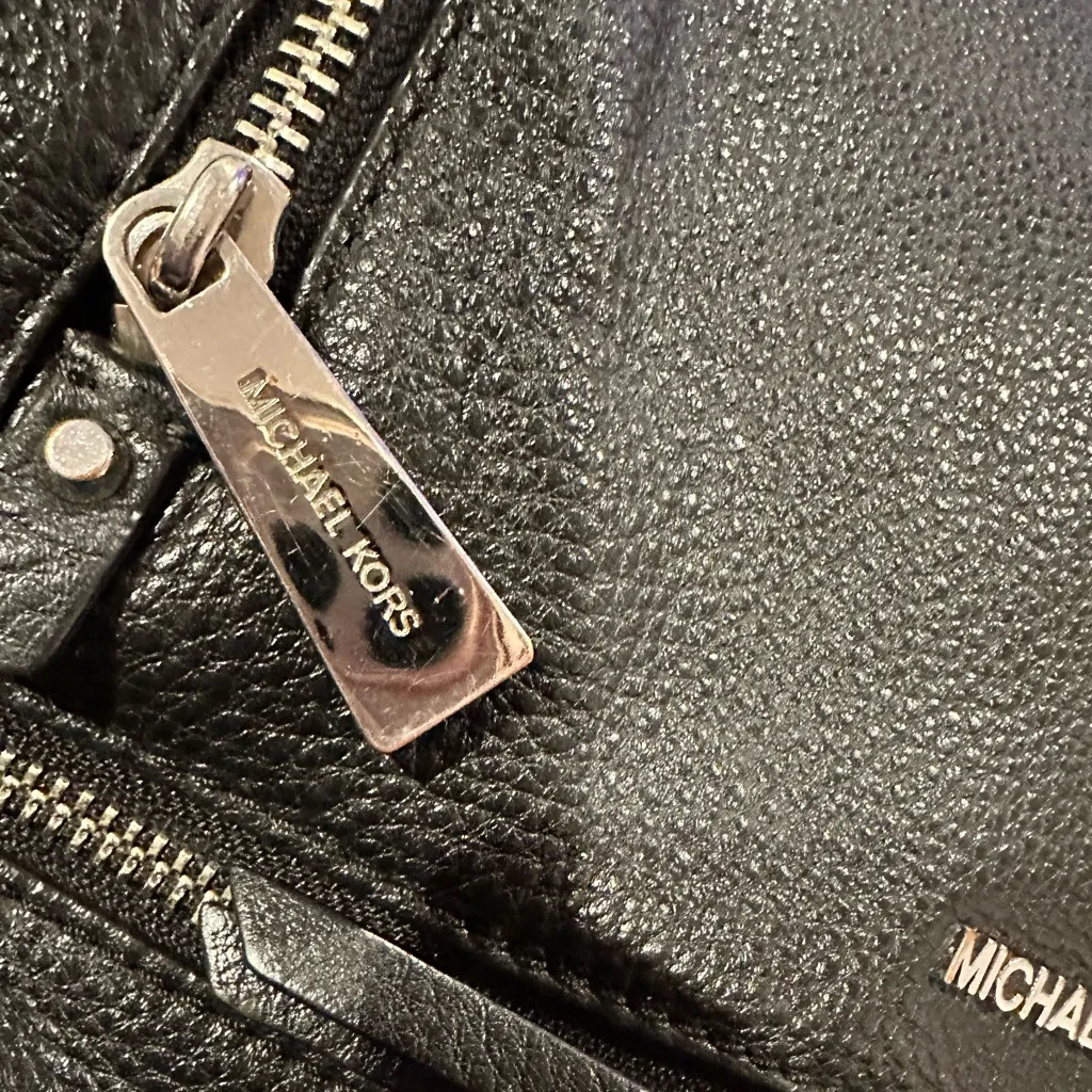 Michael Kors Rhea BLACK PEBBLE Leather Backpack - Image 8