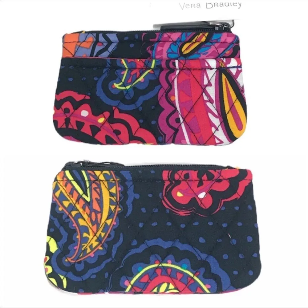 Vera Bradley Coin Purse In Twilight Paisley, Black, Blue,  Pink - Image 7