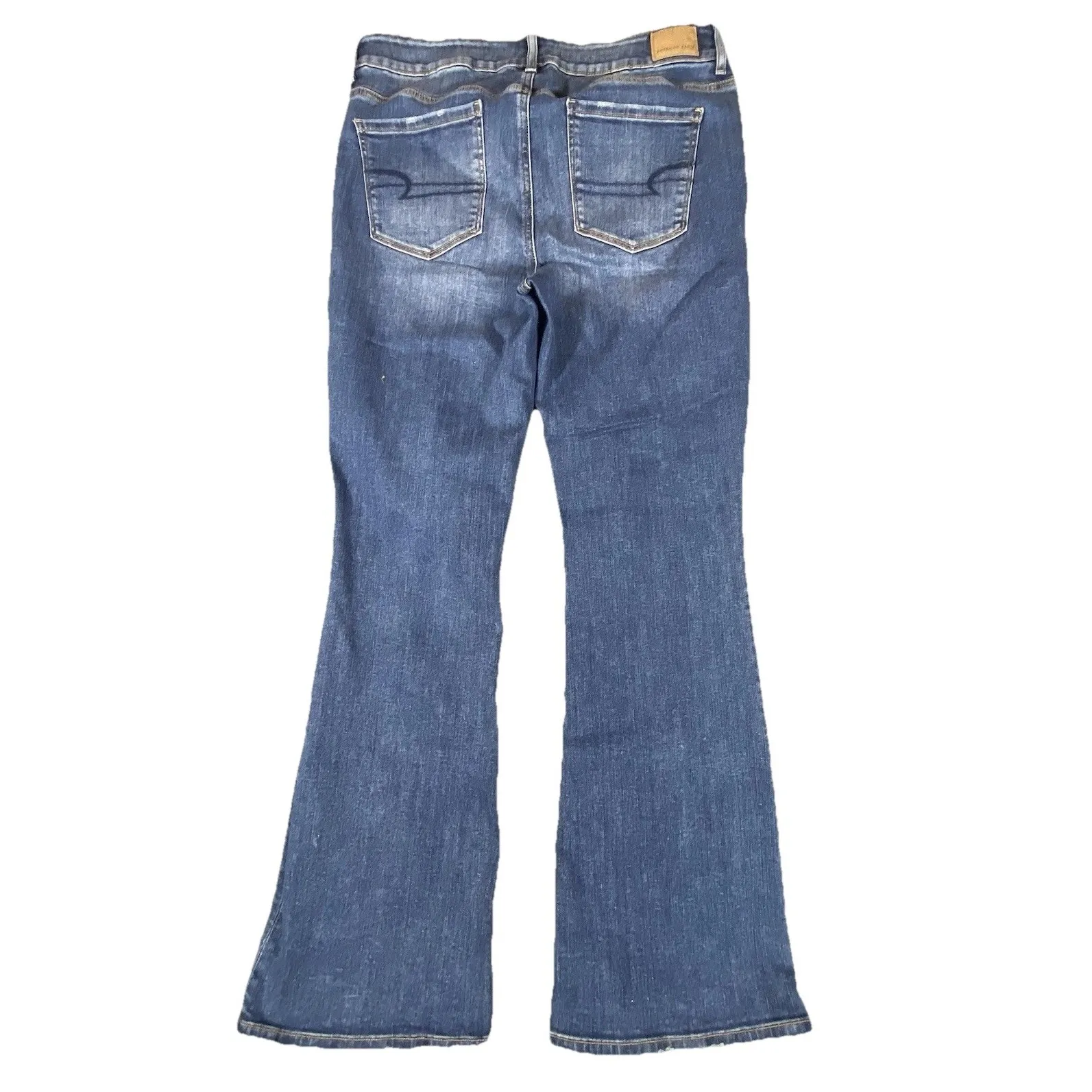 American Eagle Jeans Womens 14 Blue Artist Flare Stretch Seamed Denim Mid Rise Size 14P - Image 2