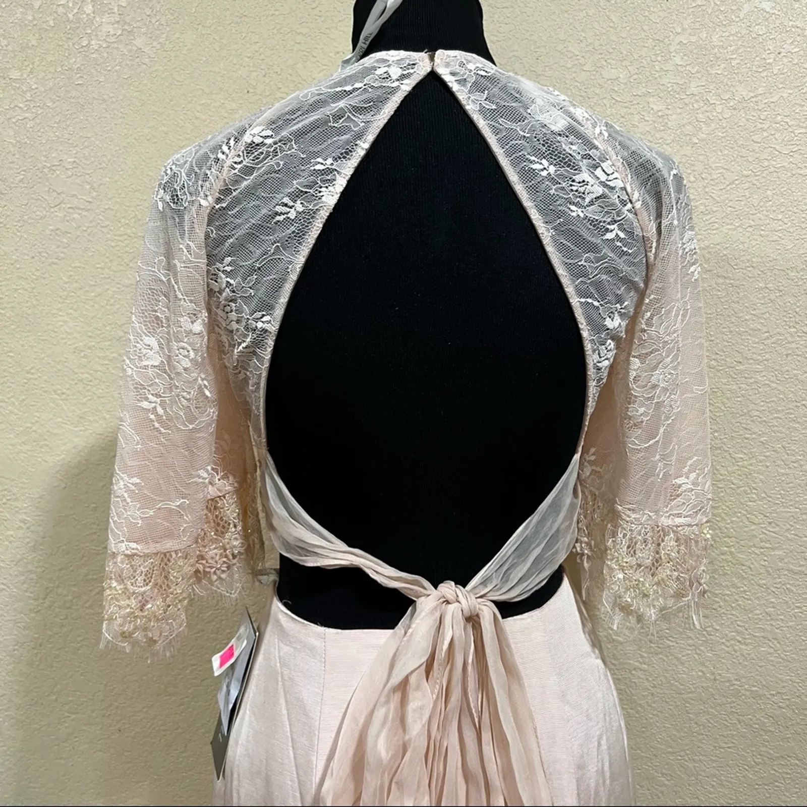 Sherri Hill 50877 blush pink mermaid lace bell sleeve mikado skirt gown NEW 2 - Image 9