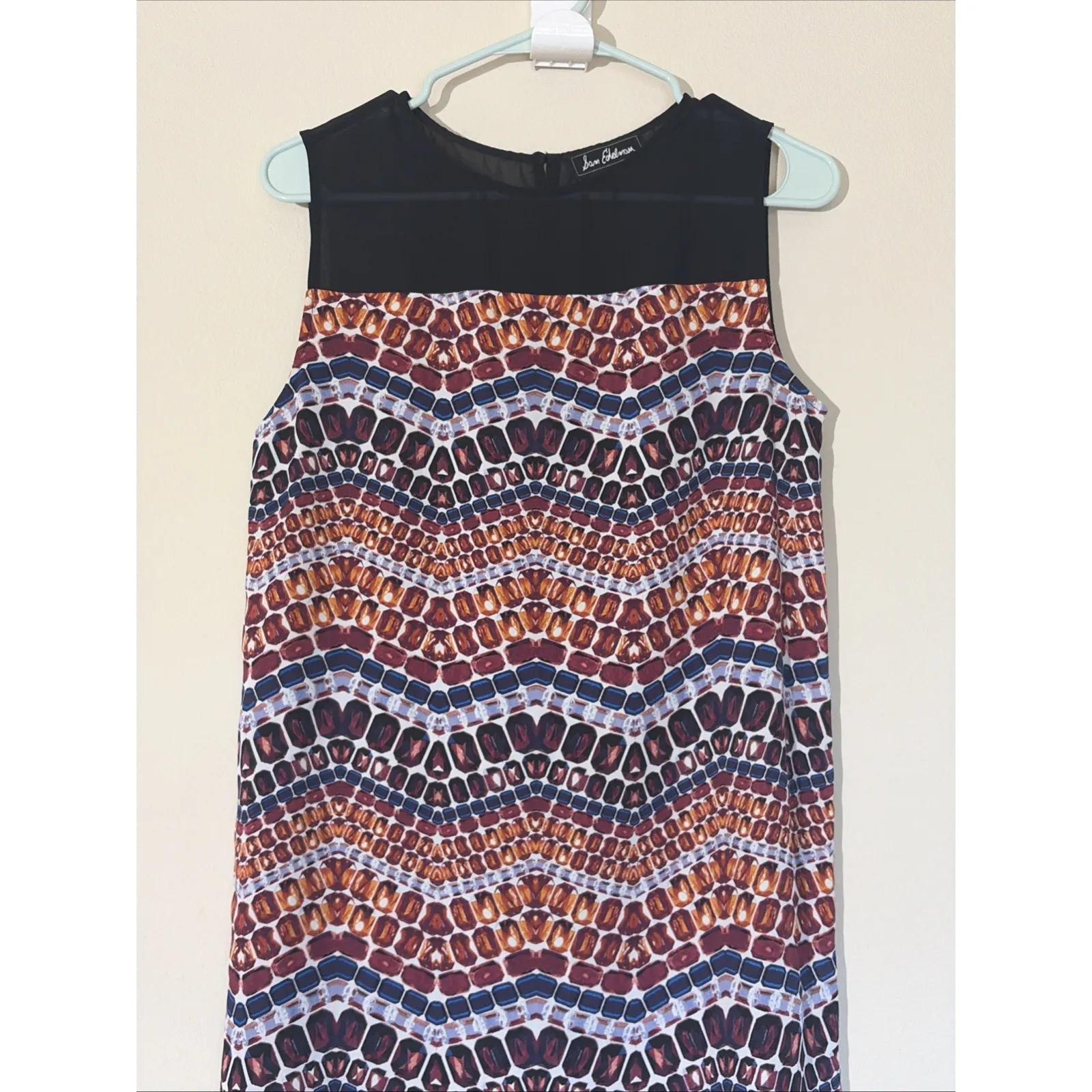 Sam Edelman Black Multicolor Jewel Gem Stone Chiffon Mini Shift Dress‎ Womens XS - Image 2