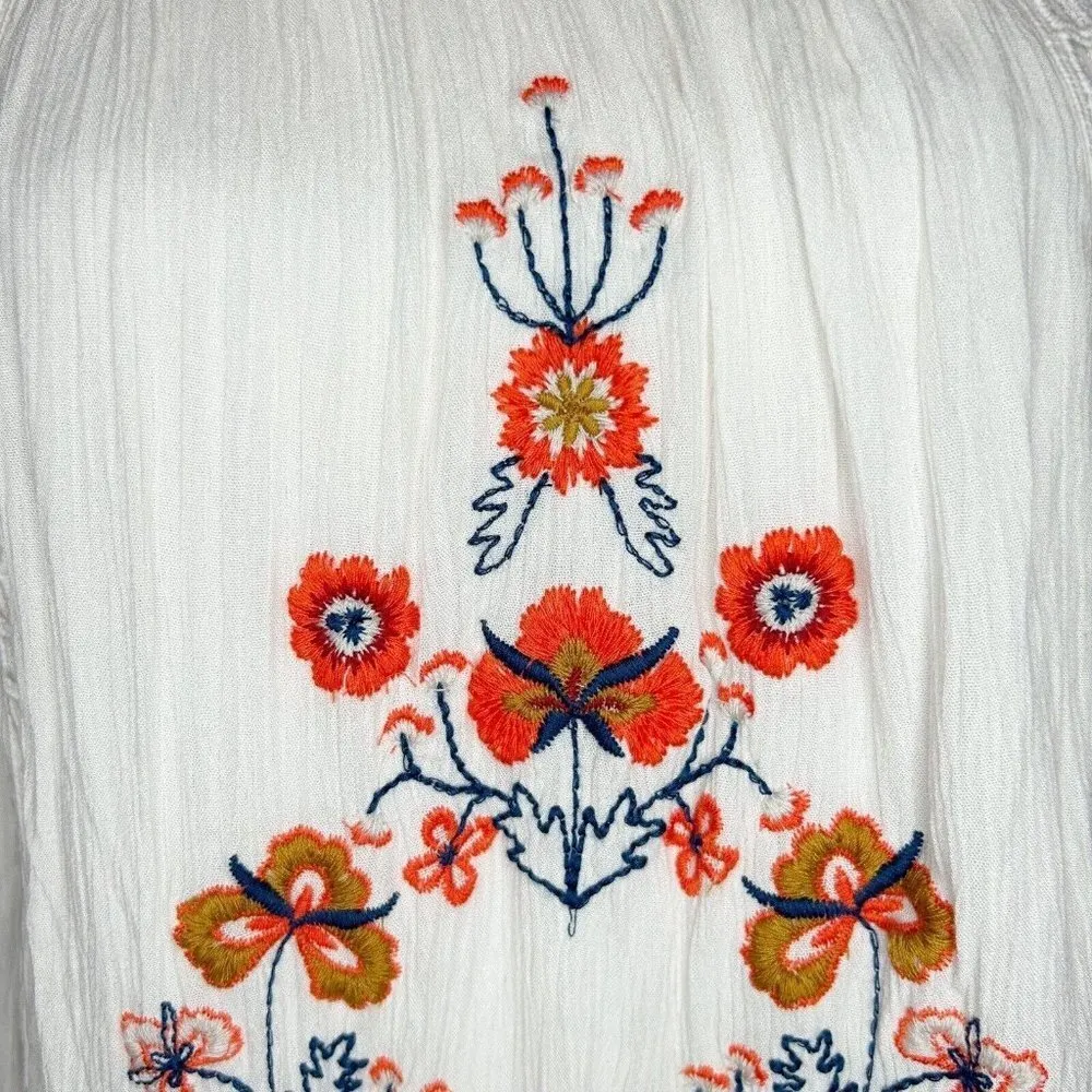 Taylor & Sage White Floral Embroidered Chiffon Long Sleeve Dress Size XS - Image 5