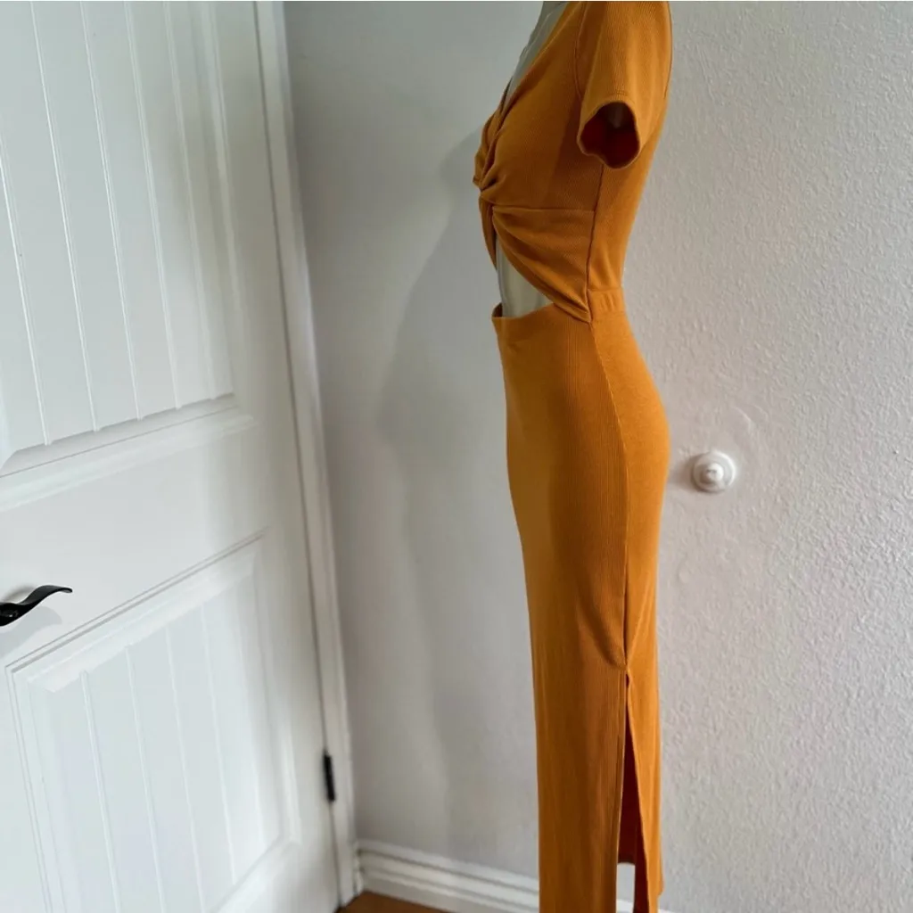 Lulu's Style Twist Orange Twist Front Cutout Midi Dress - Image 6