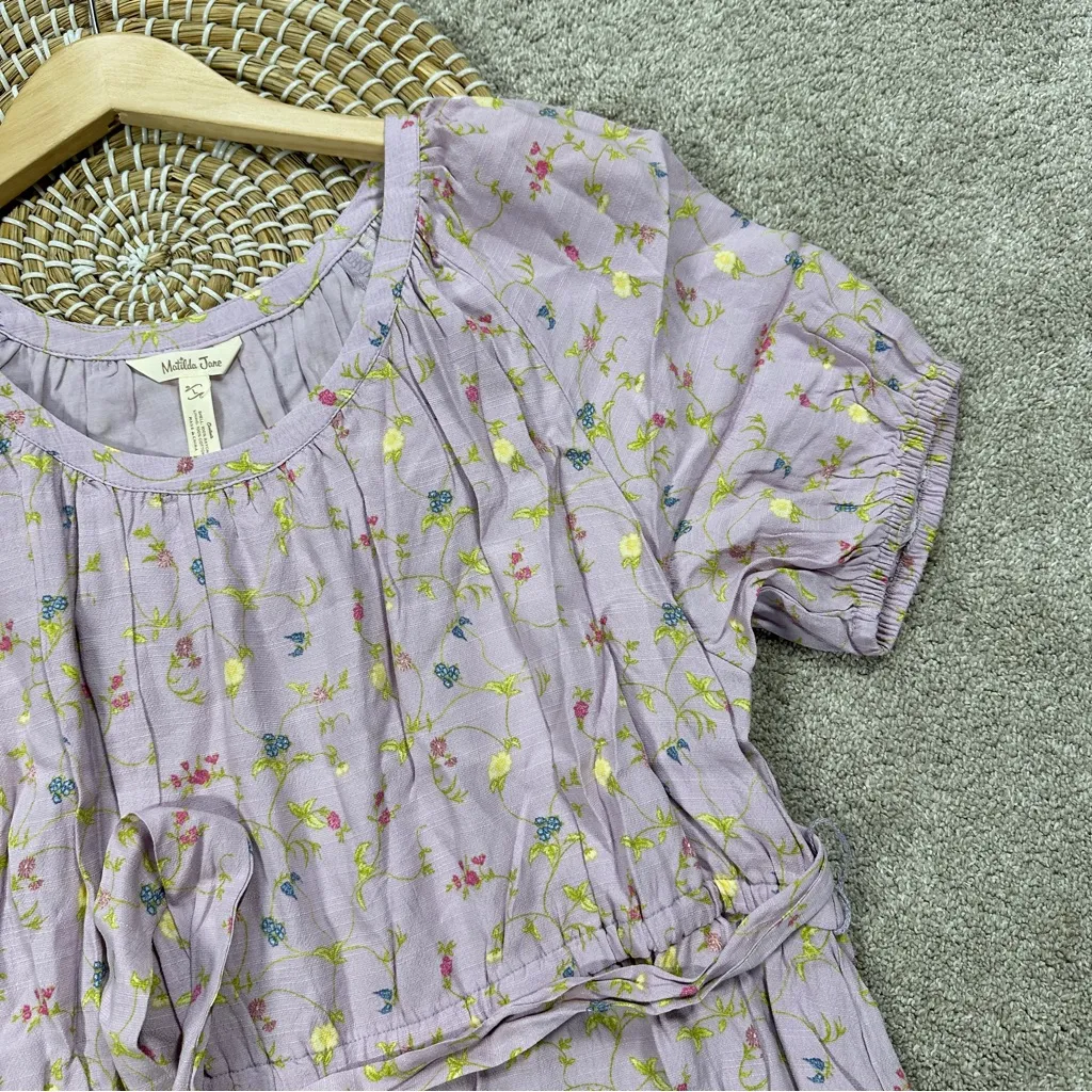 Matilda Jane Enchanted Garden Artist Floral Tiered Midi Dress Boho in Purple L - Image 9
