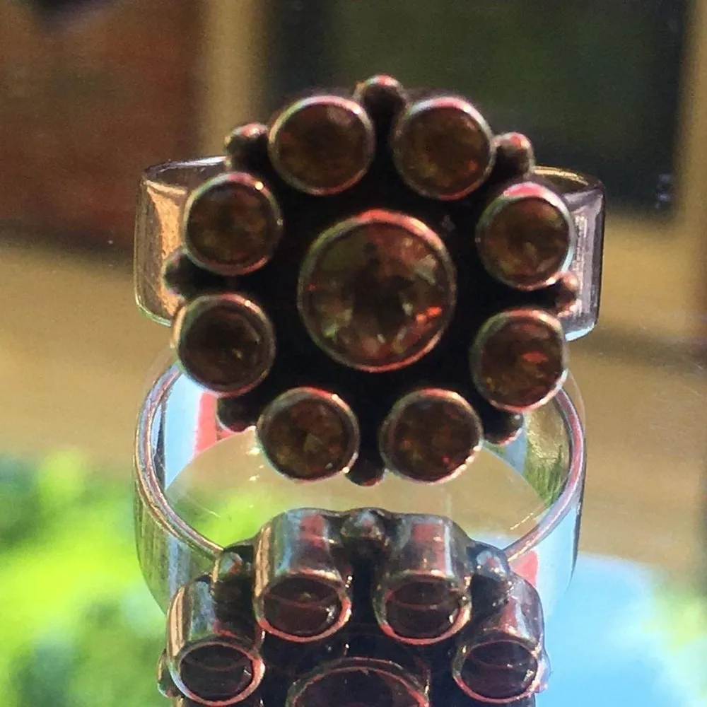 Sterling SIlver Yellow Citrine Birthstone Ring with 9 Gemstones, Size 6 1/4 - Image 7