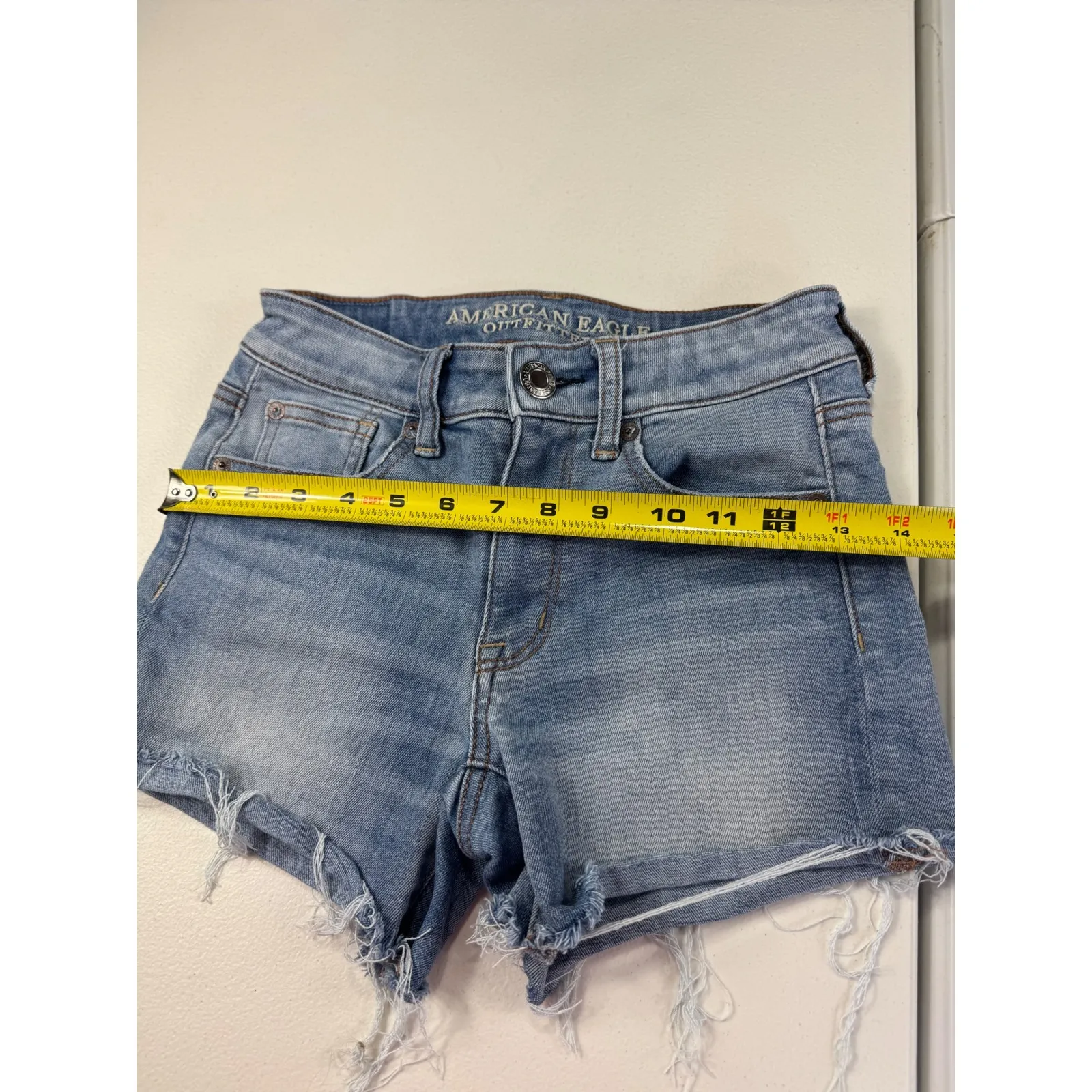 American‎ Eagle Outfitters Denim Shorts Womens Size 0 Light Wash Frayed - Image 6