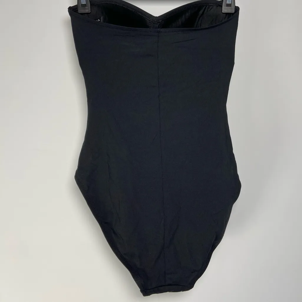 La Blanca Ruched One Piece Swimsuit Island Goddess Strapless Full Coverage Size8 - Image 4