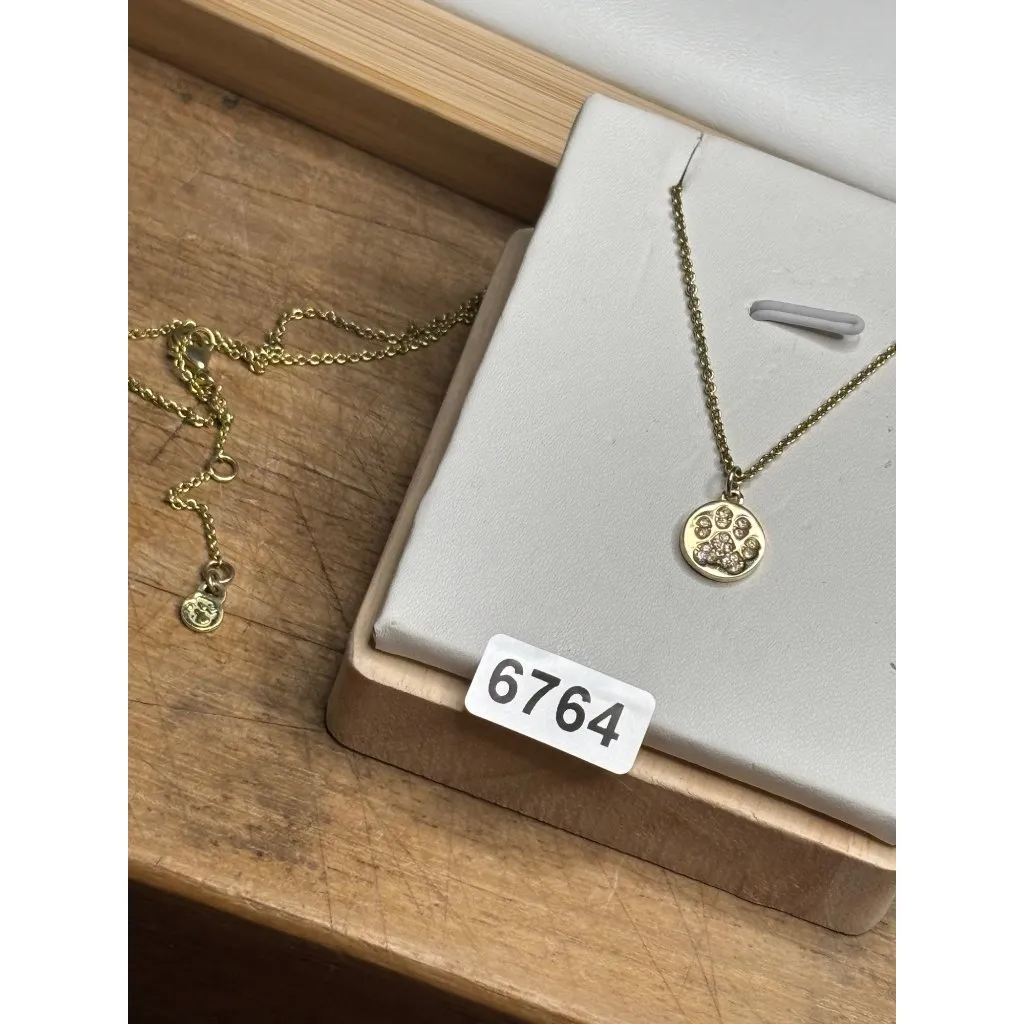 Spartina Gold Tone Paw Print Pendant Necklace With Crystal Accents - Image 3