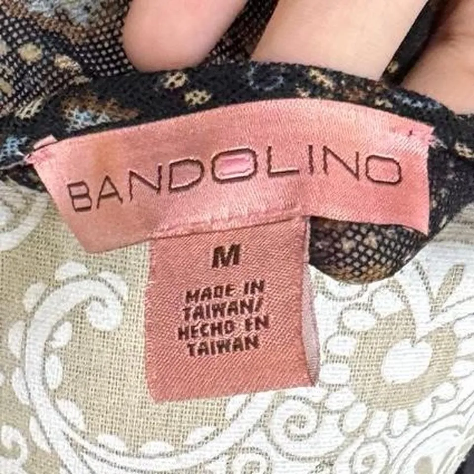 Bandolino Geometric Floral Print Long Sleeve Top – Size M Y2K Retro Top - Image 6