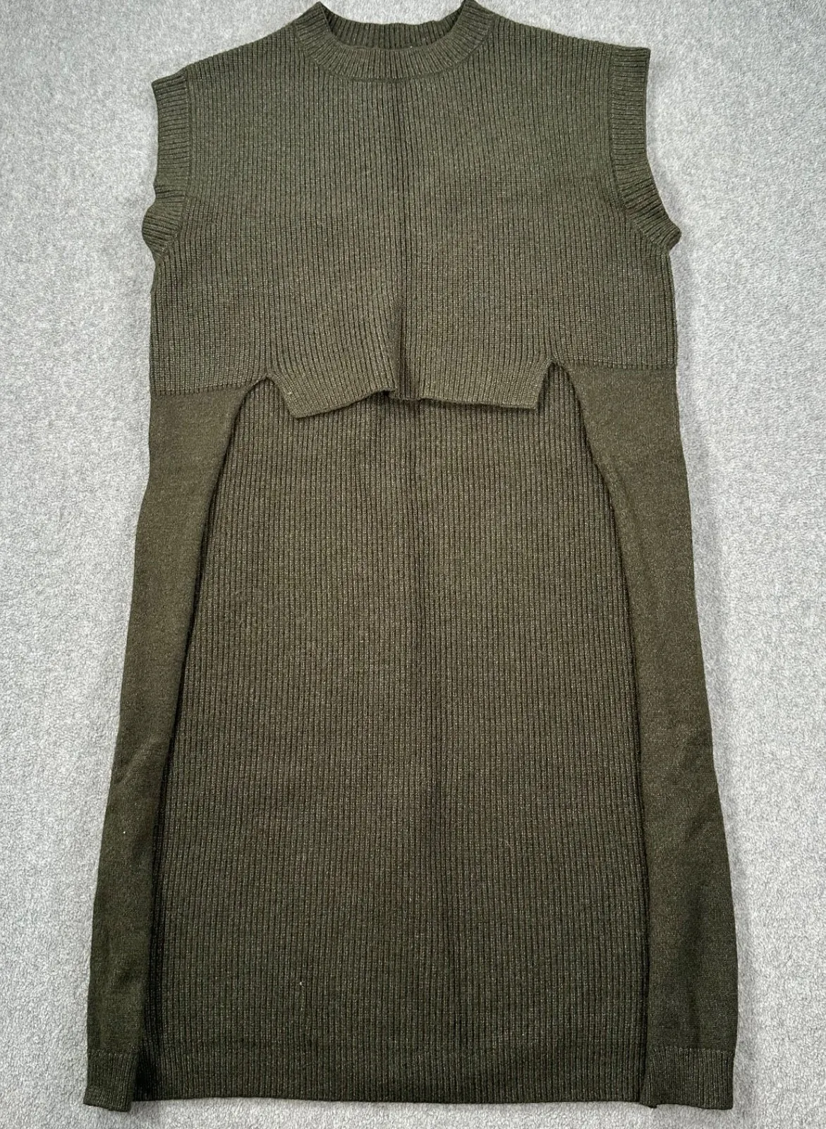 Kerisma High Low Sleeveless Tunic Sweater Women's S/M Olive Green Sleeveless - Image 1