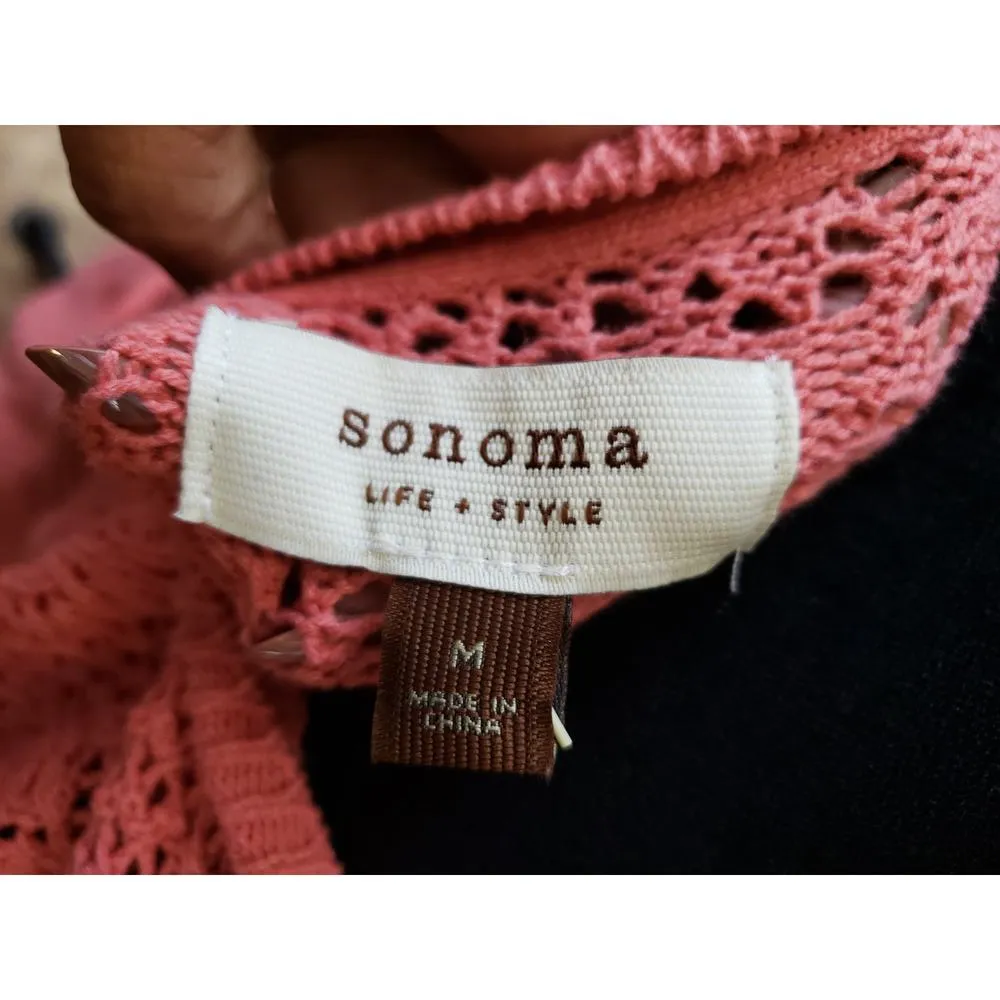 Women's Sonoma Faded Rose Knit Sleeveless Sweater Top M Belted Pullover NWT Pink Size M - Image 9