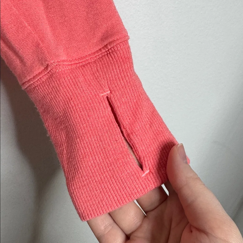 Athleta Sunrise Coral V-neck Sweatshirt with thumbholes size S - Image 3
