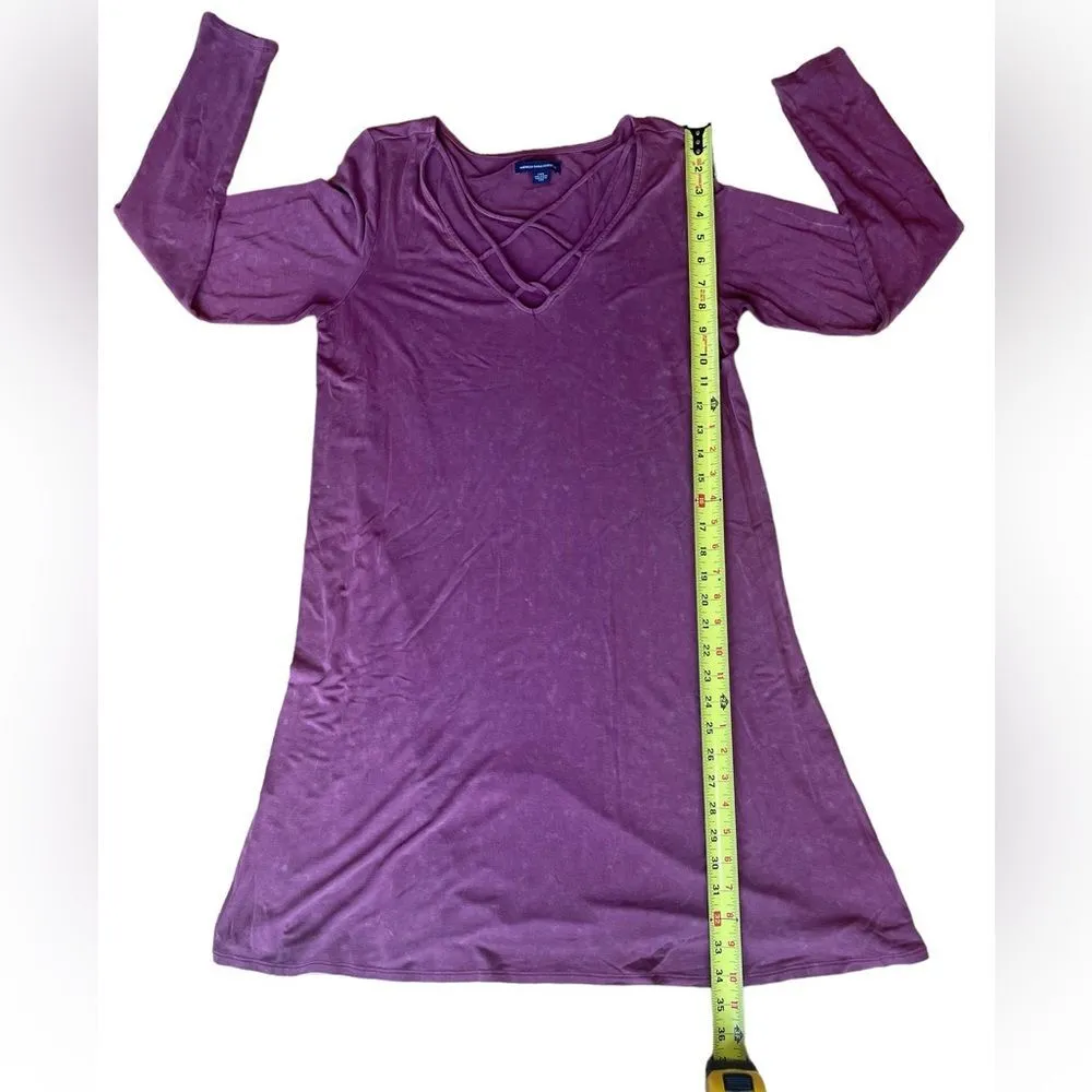 American Eagle Dress Pink Speckled Criss Cross Long Sleeve Boho Womens Large - Image 5