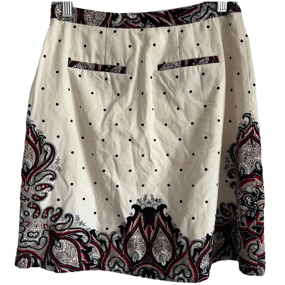 Anthropologie Holding Horses Adele Polka Dot Corduroy Paisley Print Skirt Size 2 - Image 3