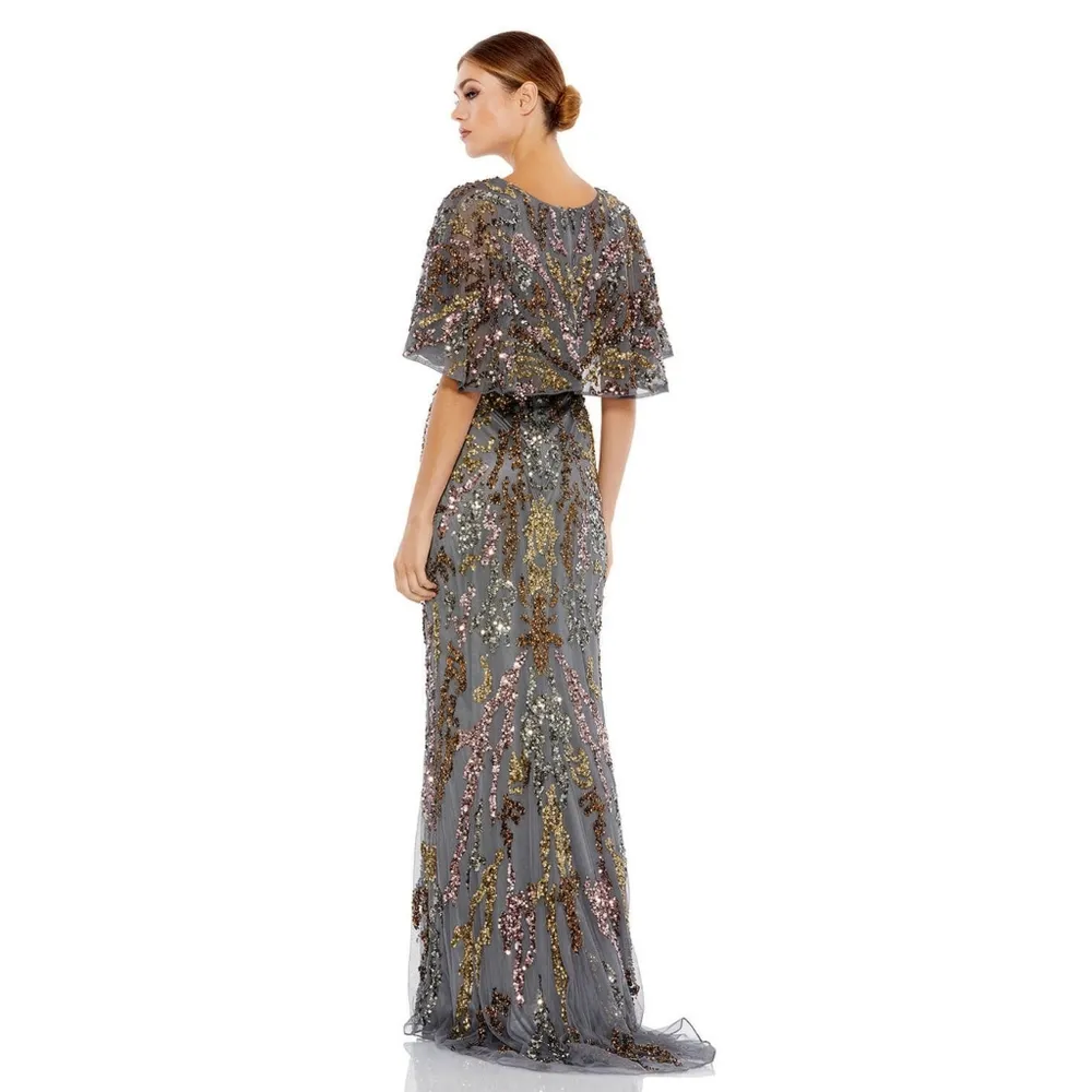 MAC DUGGAL CAPE SLEEVE EMBELLISHED EVENING GOWN Size 4 - Image 3