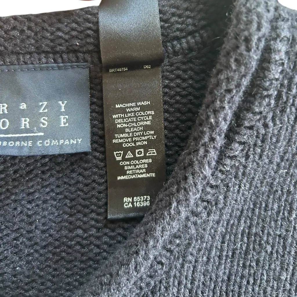 Crazy Horse Heavy Sweater Blue Knit Nautical Anchor Full Zip Coastal retro SizeM Size XL - Image 12