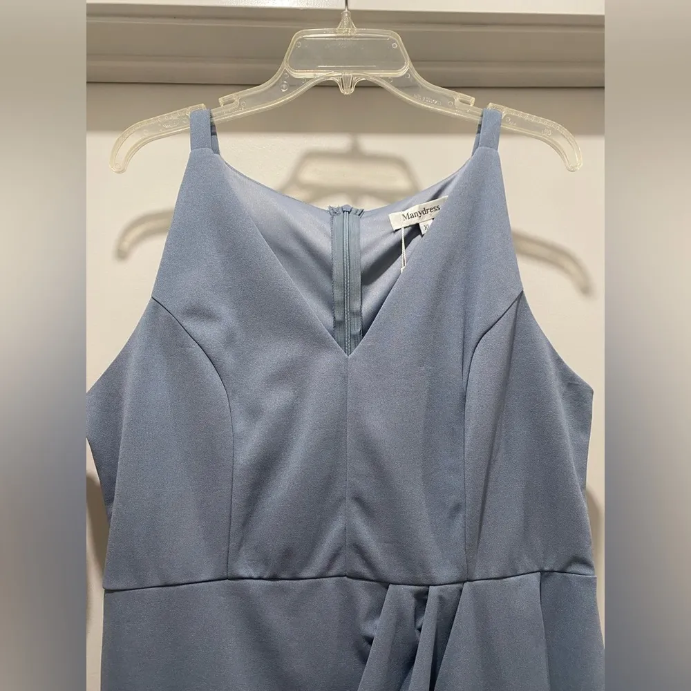 NWT ManyDress Grey Blue Fitted Bodycon Sleeveless V - Image 8