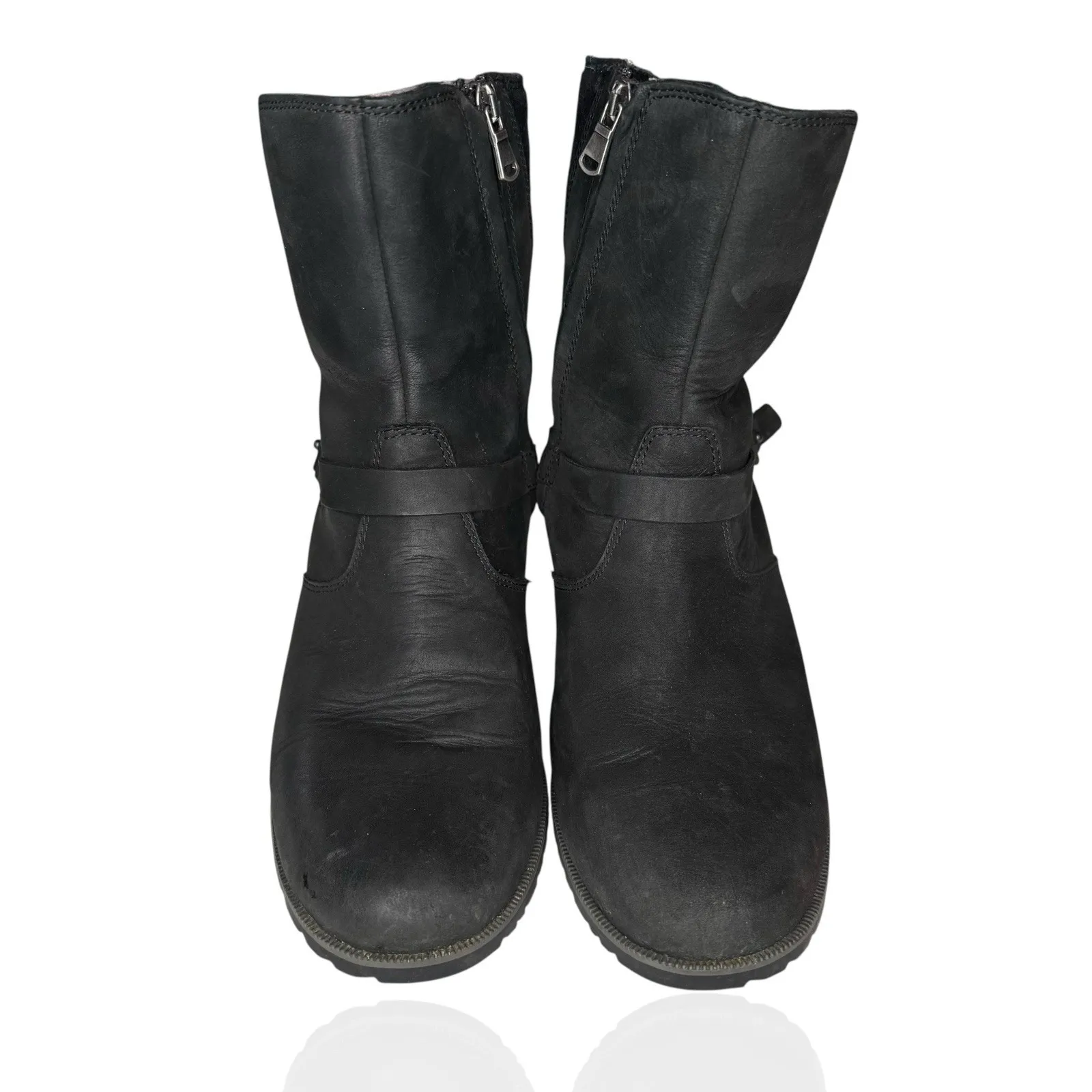 Teva 9.5 De La Vina Dos‎ Black Leather Suede Waterproof Zip Up Buckle Boots - Image 5