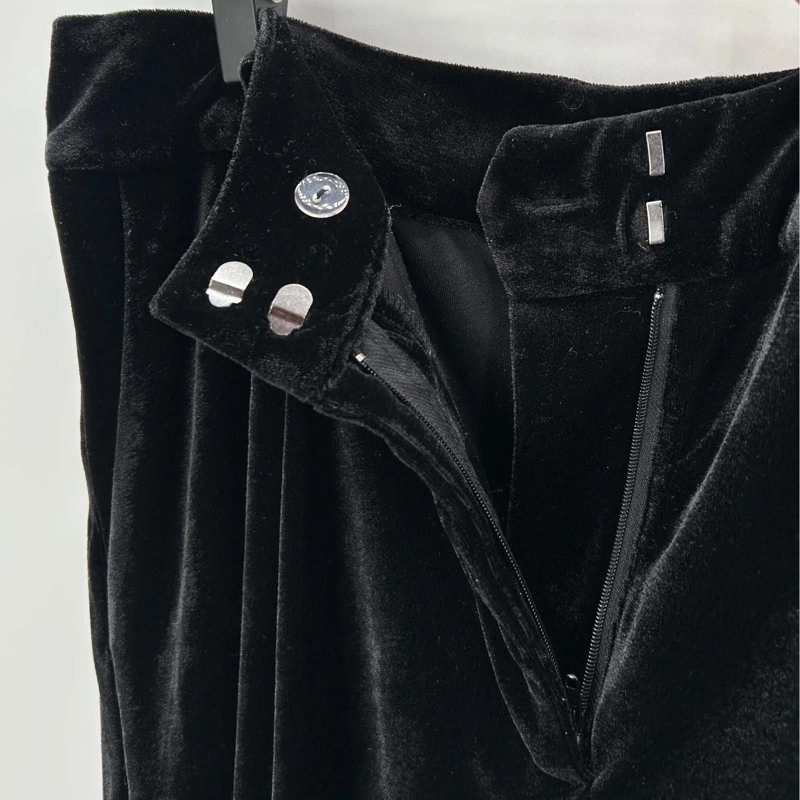 Boston Proper Malibu Black Velvet Wide Leg Trouser Pants Size 12 - Image 4