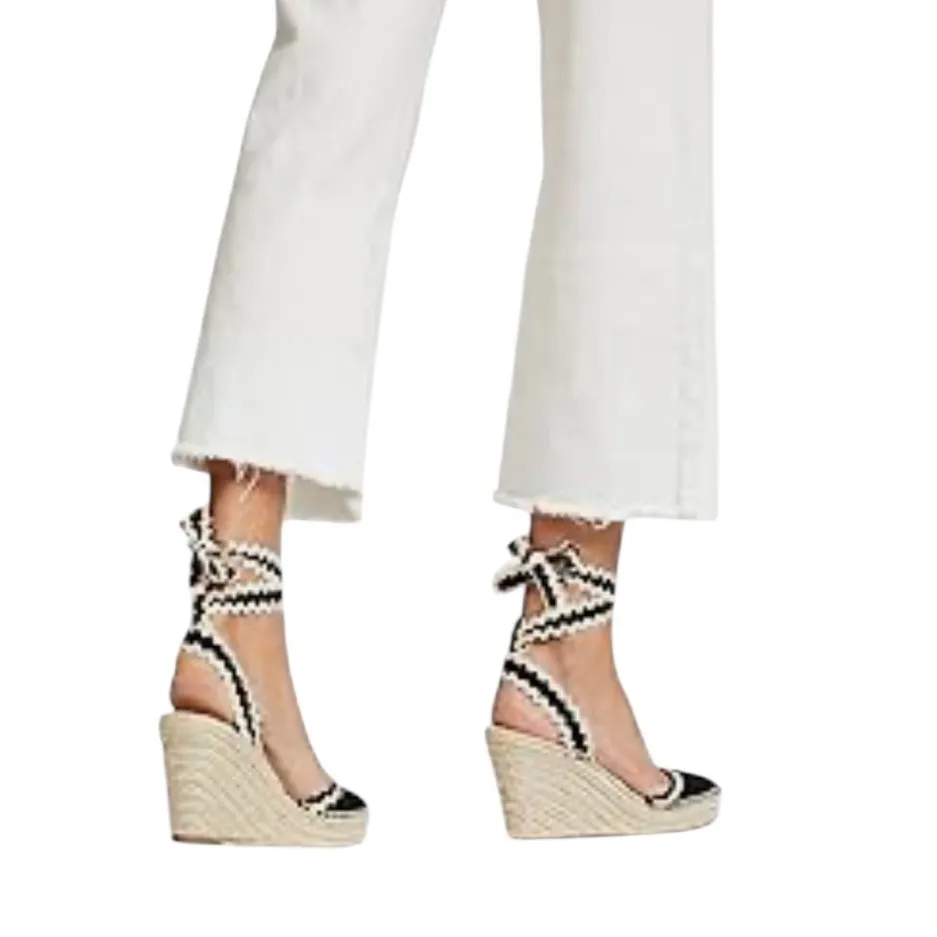 LOEFFLER RANDALL Ginny Espadrille Wedge Ric Rack Sandal Black/Multi Size 7.5 - Image 5