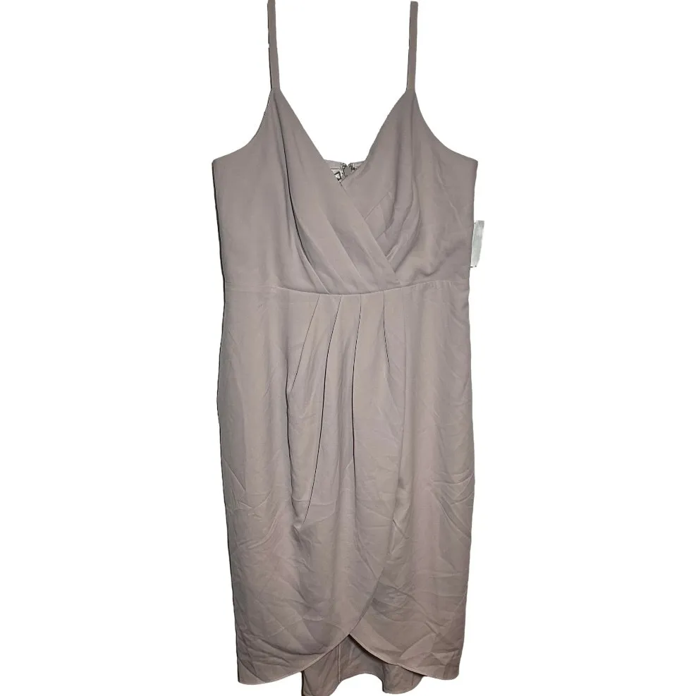 City Chic Midi Dress Tulip Faux Wrap V-Neck Adjustable Strap Blush S/16 NWT - Image 2