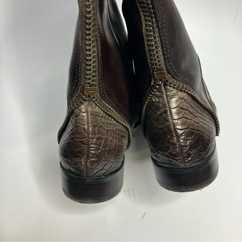 Arturo Chiang brown‎ leather felicity riding boots knee high size 7.5 - Image 8