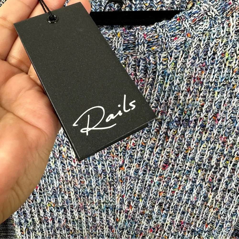 NEW Rails Elsa Sweater Womens Large Speckled Blue Cotton Knit Chunky Pullover - Image 6
