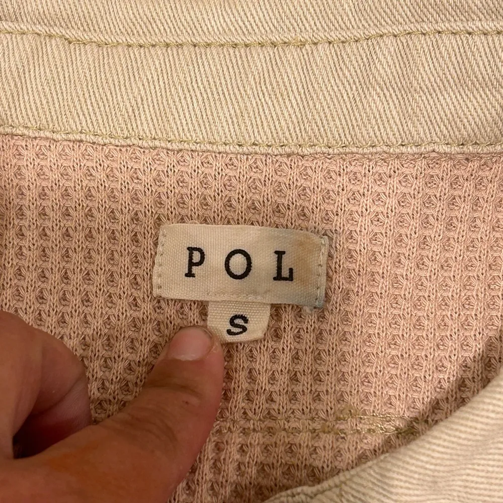 POL crochet lace button down shacket boho Textured Distressed Jacket size Small - Image 5