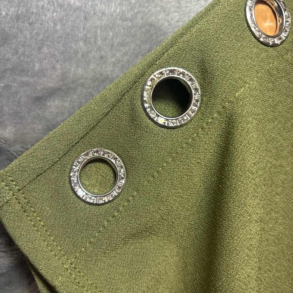 Jones NY Cap Sleeve Olive Green Blouse Rhinestone Accent Women's Sz M/L Office - Image 3