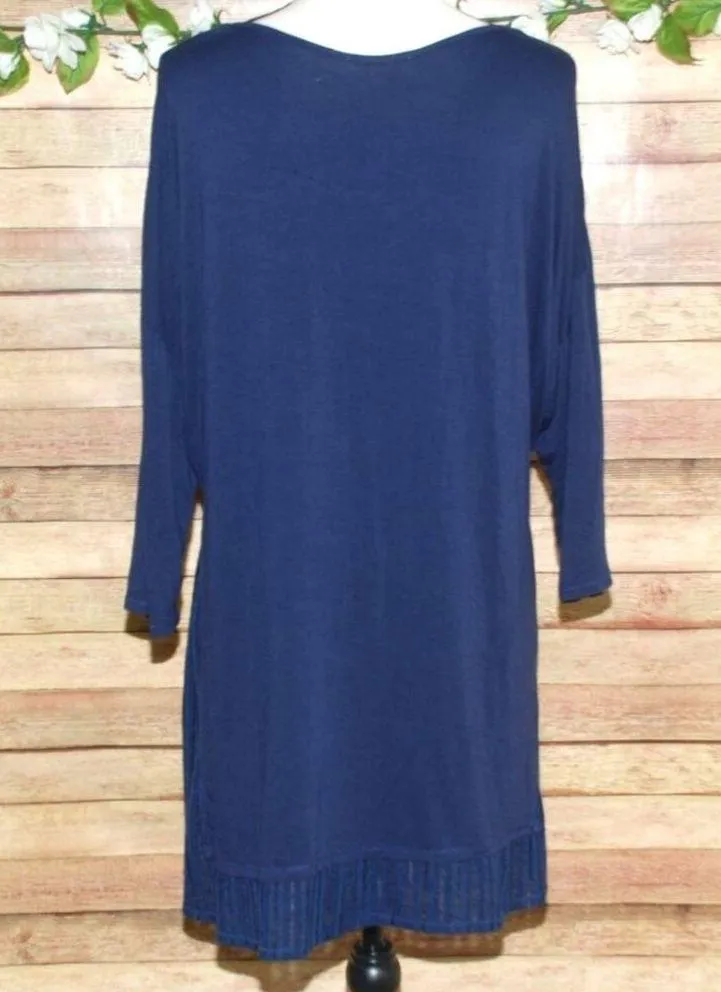 Simply Noelle Ladies Blue Shirt Top Size XXL 16 18 3/4 Sleeve Stretch Tunic - Image 7