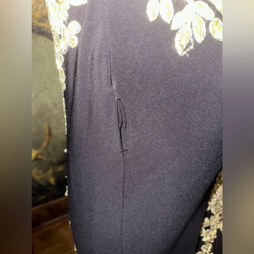 Besty & Adams Gold Embroidery Black Formal Gown Dress 0 - Image 11