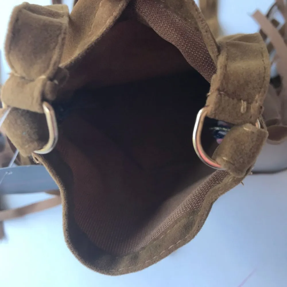 Faux Suede Leather Fringed Crossbody Bag Festival Cellphone Holder Trave… - Image 10