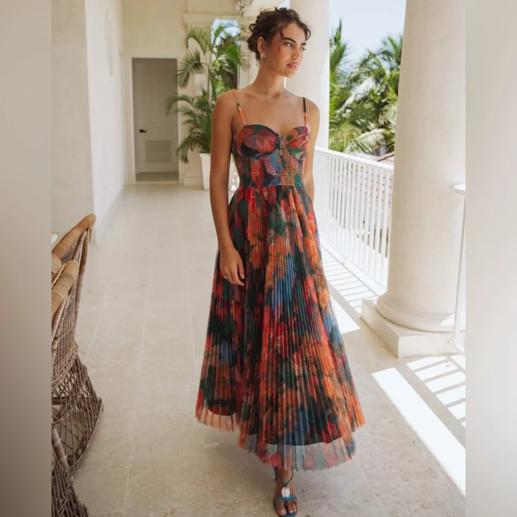 Hutch‎ Brianna Smocked Tulle Dress in Black Dark Floral NWT XL - Image 3