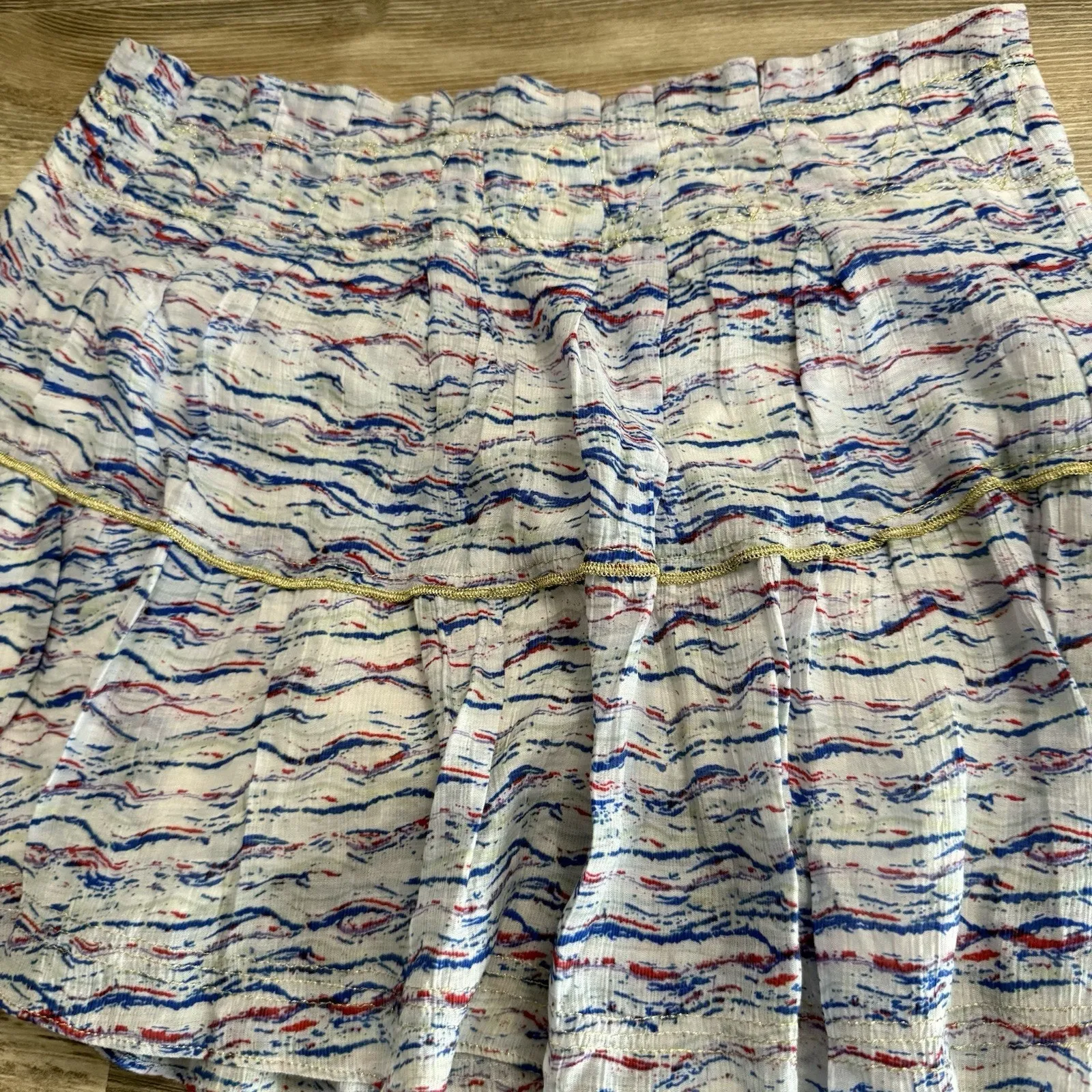 Free People Red White Blue Crinkle Mini Skirt Taylor Swift Style Size 4 (S/M) - Image 2