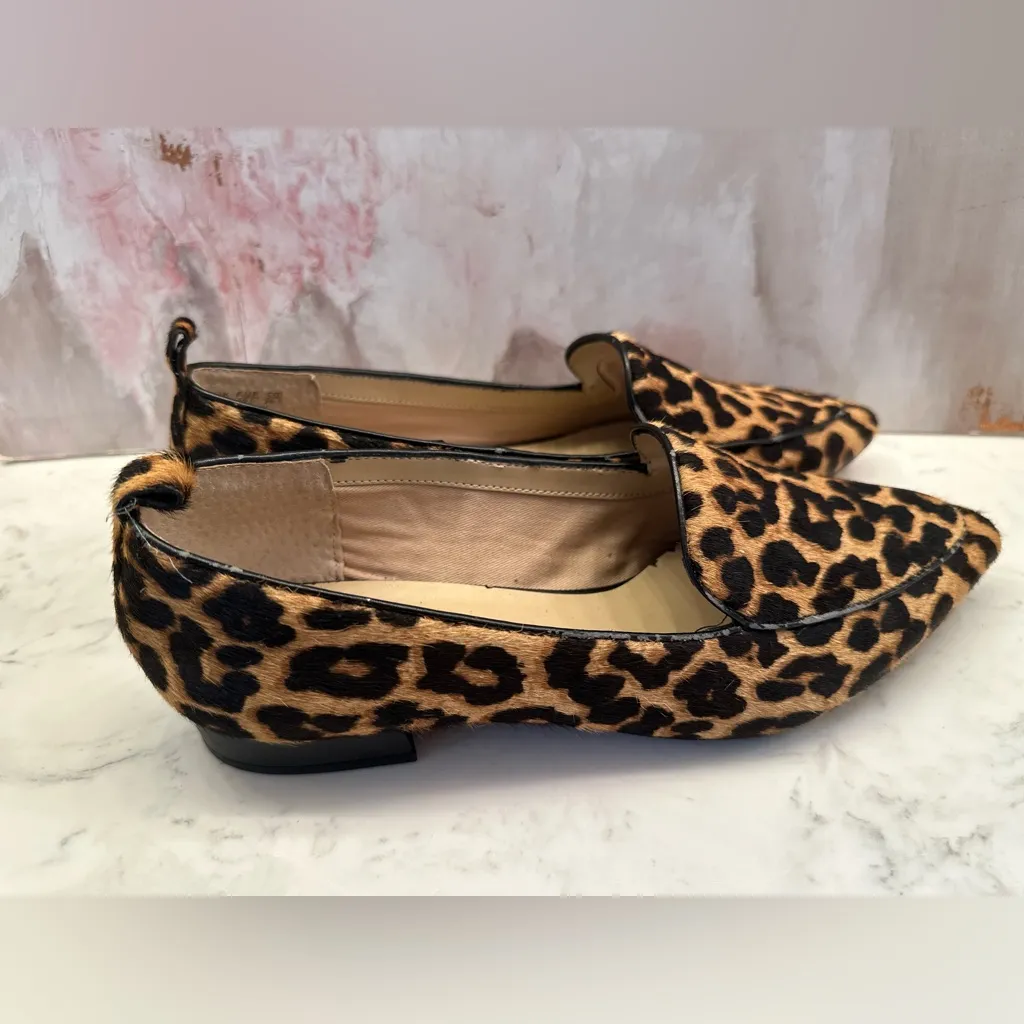 Women’s Franco Sarto Susie 2 Leopard Print Loafer Flats Sz 9.5 Leather Calf Hair - Image 4