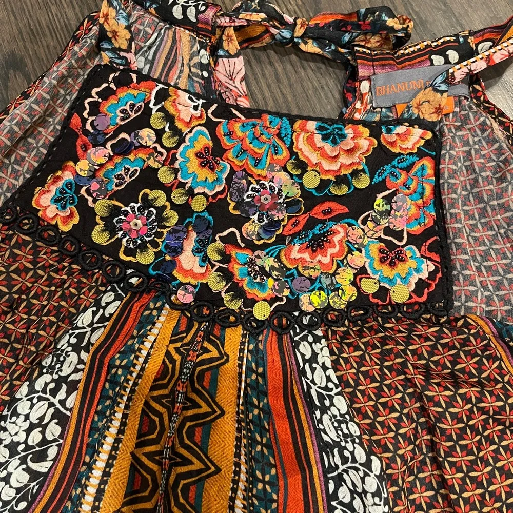 Bhanuni by Jyoti Fiona Cami Tank Swing Embroidery Embellished Boho XSP Anthro - Image 4