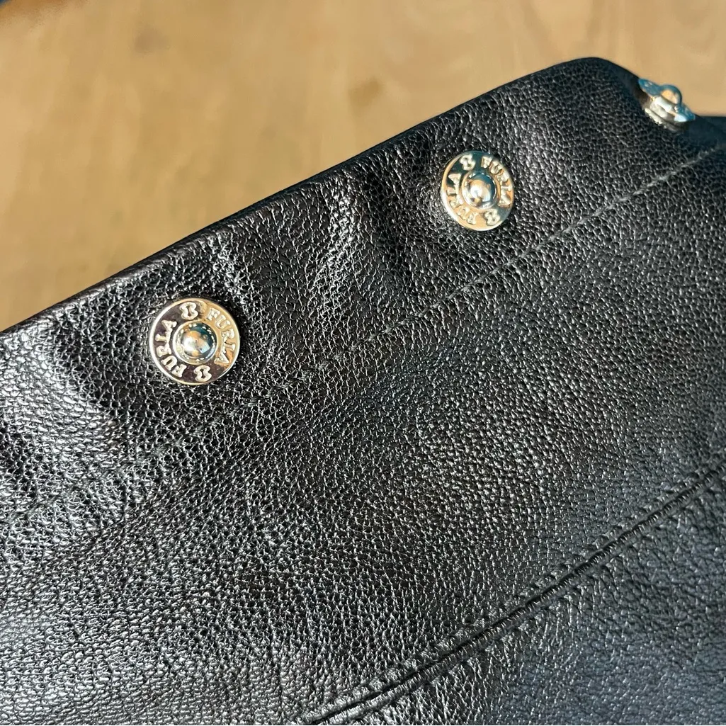 Furla Hobo Black Pebbled Leather Frieze Snap Trim Medium Shoulder Bag Italy - Image 9