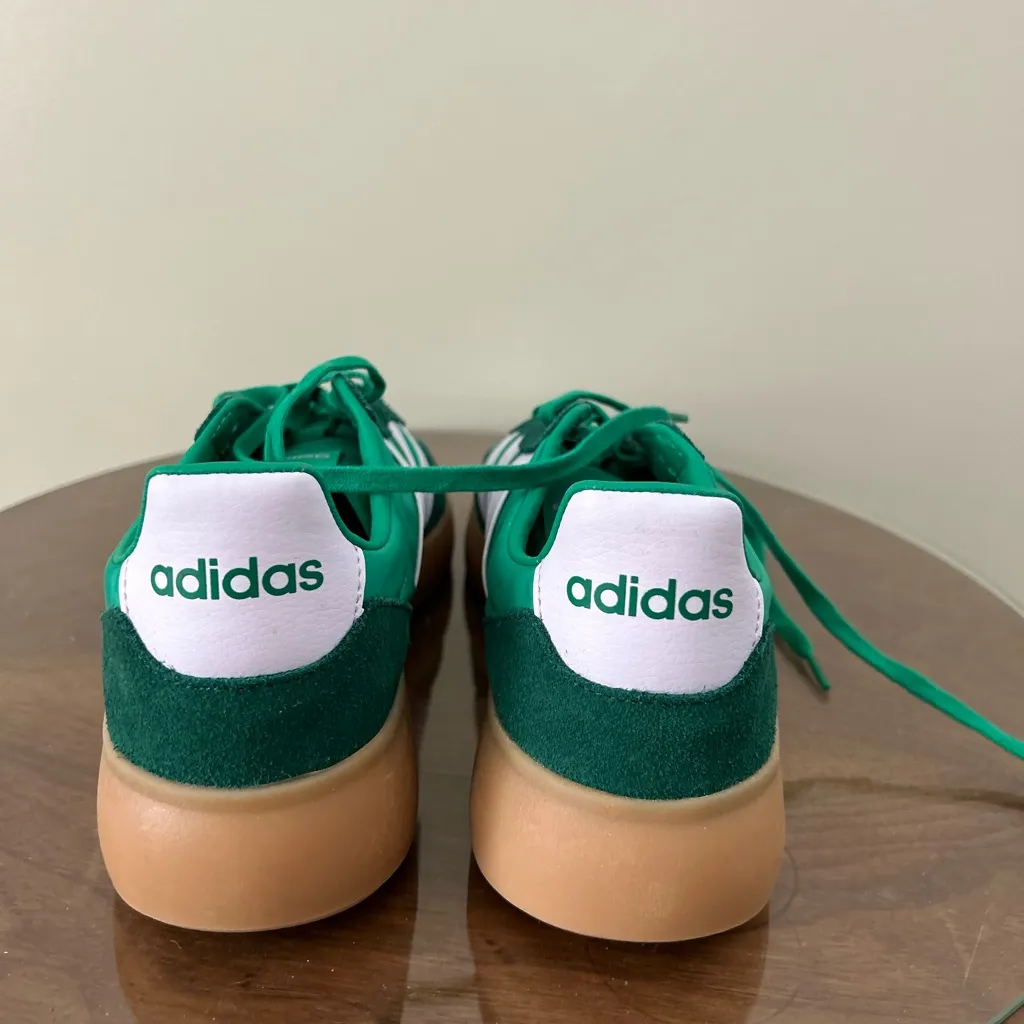 Adidas Forest Green and White Trainers - Image 4