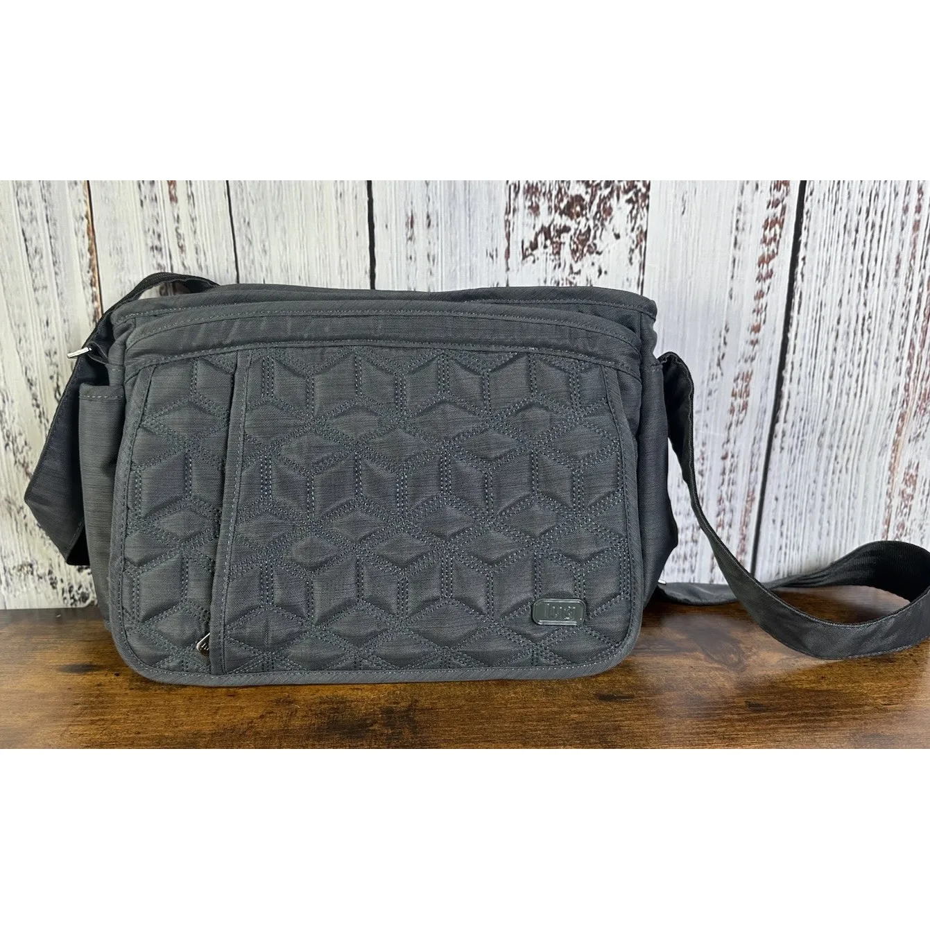 Lug Wings Gray Purse Crossbody Travel Bag Water Bottle Pockets Adjustable Strap - Image 9