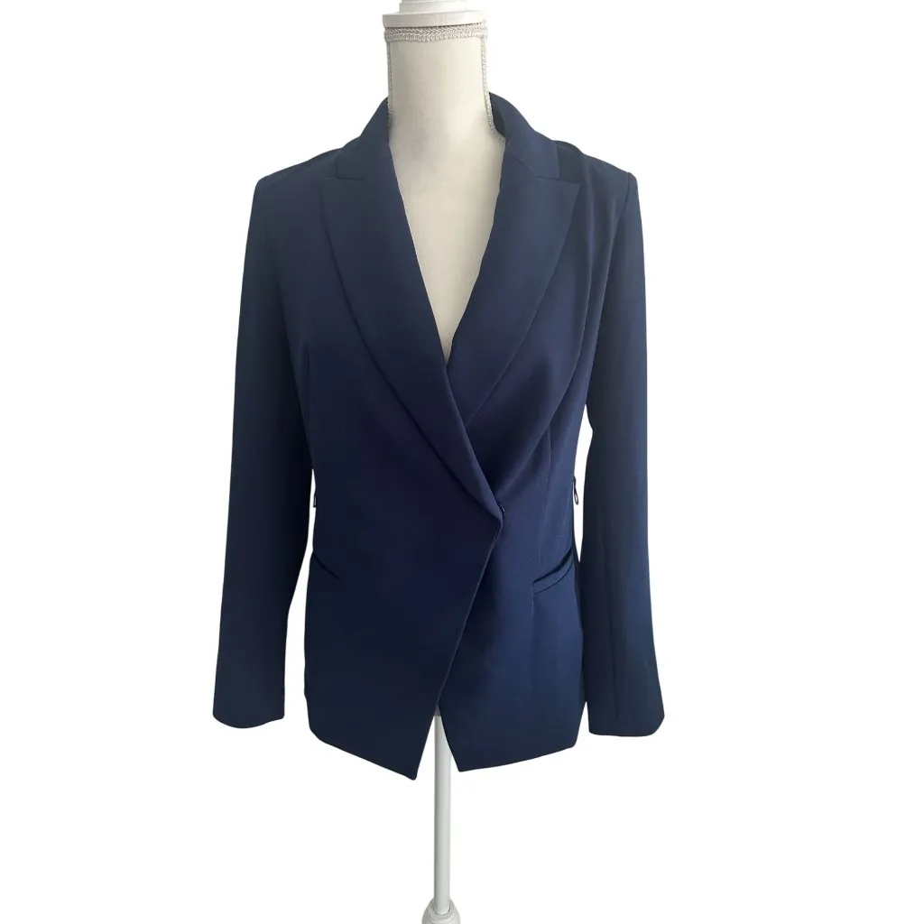 WHITE HOUSE BLACK MARKET Navy Blue Buttoned Jacket Blazer Size 2 - Image 4