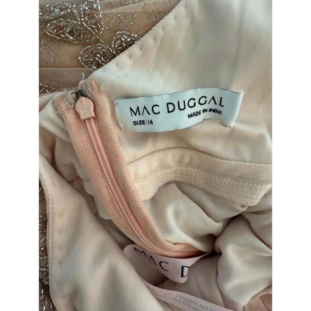 Mac Duggal 6015 Sequin Beaded Blush Gown Nude Champagne Formal Dress NWT 14 - Image 8